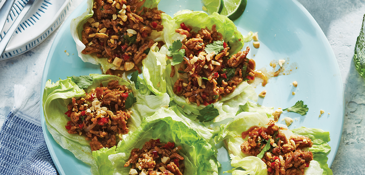 An image of Grilled Chicken Lettuce Wraps served in plate